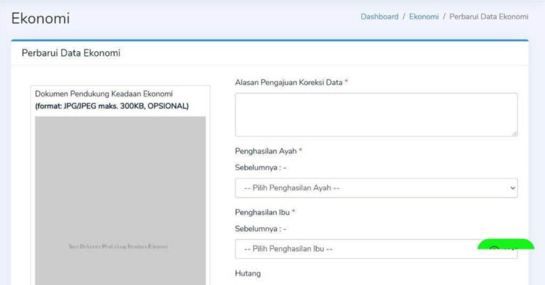 alasan pengajuan koreksi data