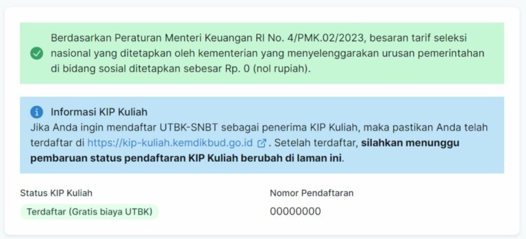 Terdaftar KIP kuliah Gratis SNBT