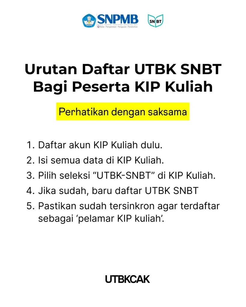 Alur Pendaftaran UTBK dengan KIP Kuliah