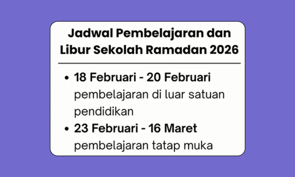 Jadwal Libur Sekolah Awal Ramadhan 2026 UTBKCAK