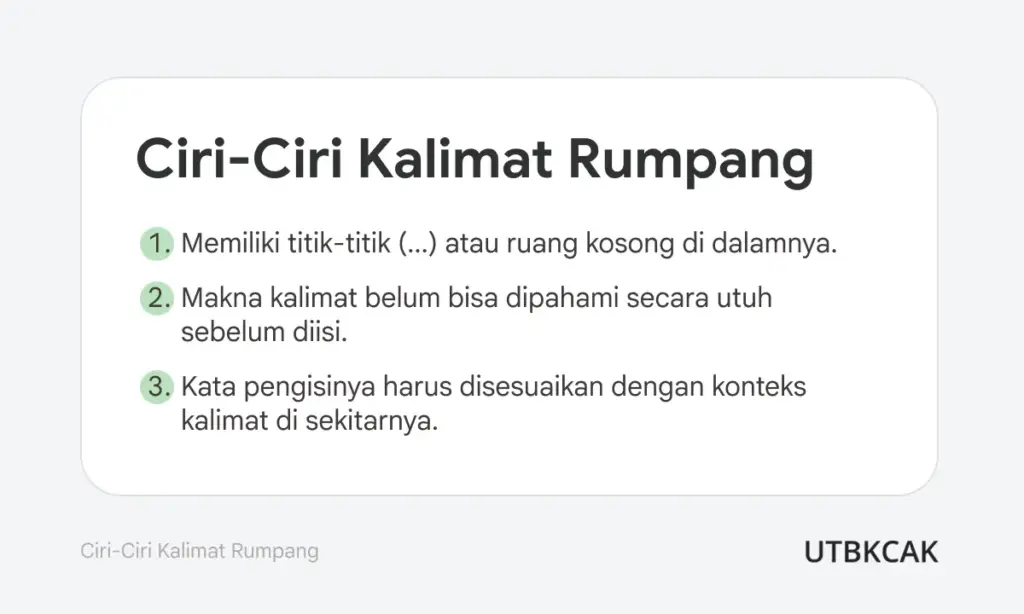 Ciri-Ciri Kalimat Rumpang