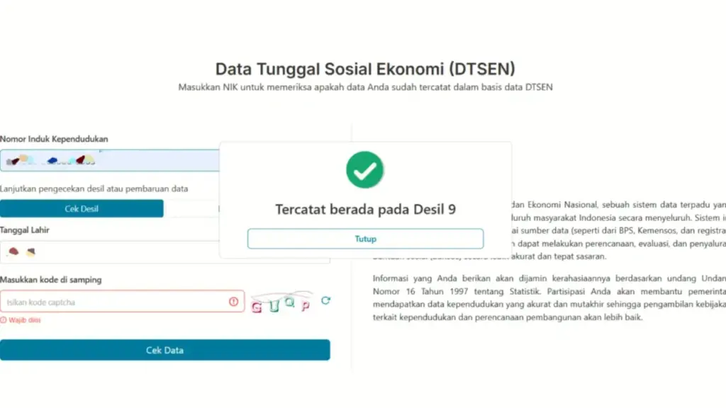 Cara Cek Desil dtsen-form.bps.go.id