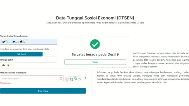 Cara Cek Desil dtsen-form.bps.go.id